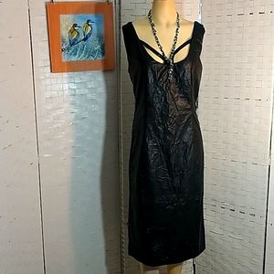 Vegan Leather Pencil Dress Plus Size 16